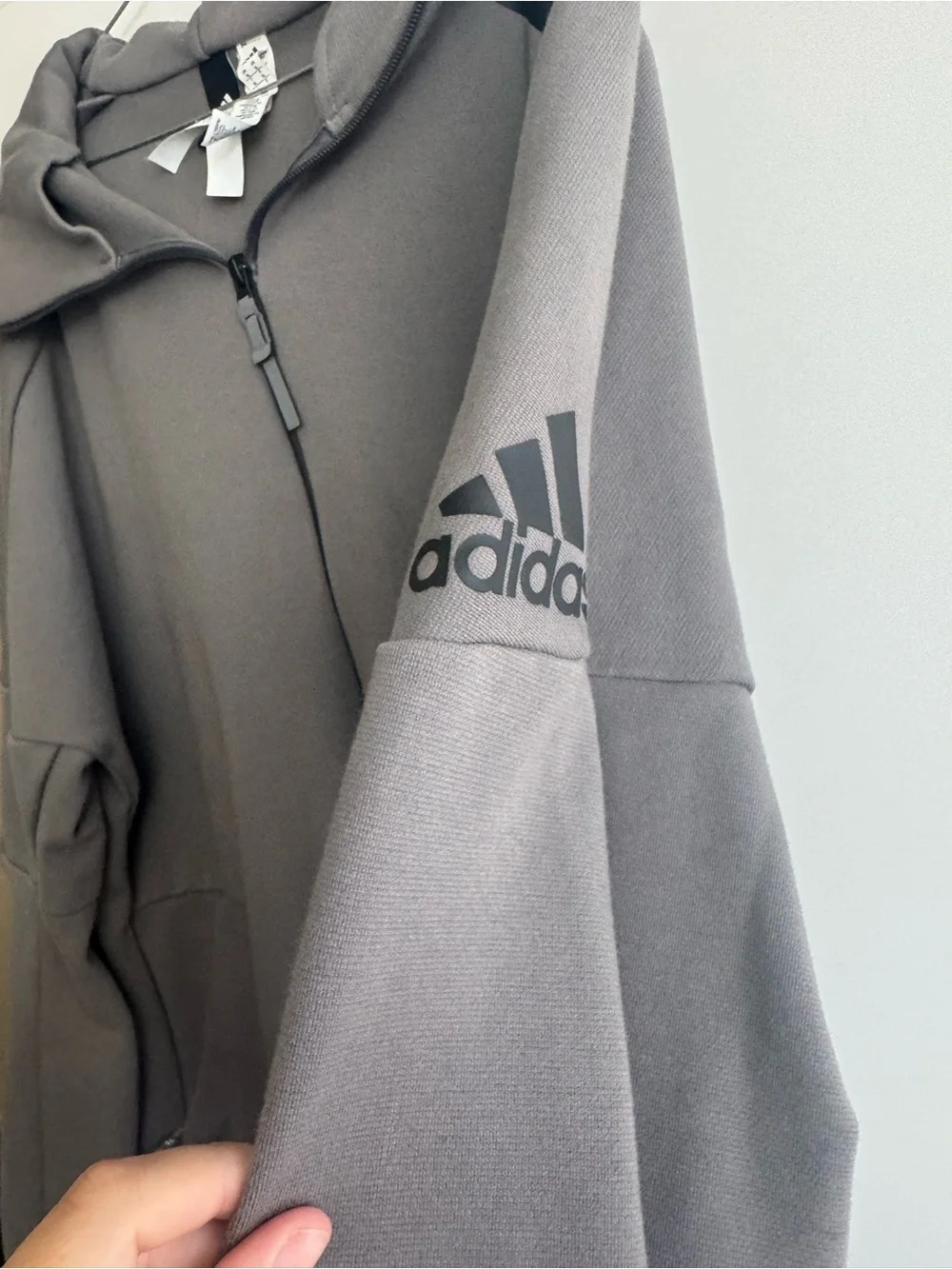 Adidas Men’s Gray Full-Zip Hooded Jacket